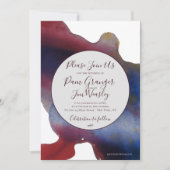 マルサラ&ネイビーウォーターカラー結婚式招待状 招待状 (正面)