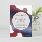 マルサラ&ネイビーウォーターカラー結婚式招待状 招待状 (スタンド正面)