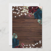 マルサラ&ネイビーフラワーウッドリハ素朴ーサルディナー 招待状 (裏面)