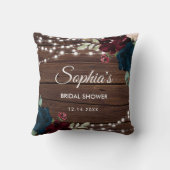 マルサラ&ネイビーフラワーズ素朴ブライダルシャワー クッション (裏面)