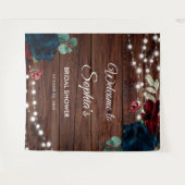 マルサラ&ネイビーフラワーズ素朴ブライダルシャワー タペストリー (正面(横))