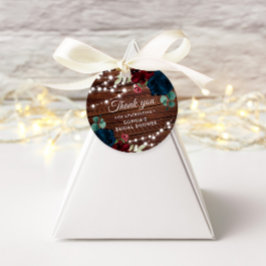 マルサラ&ネイビーフラワーズ素朴ブライダルシャワー フェイバータグ