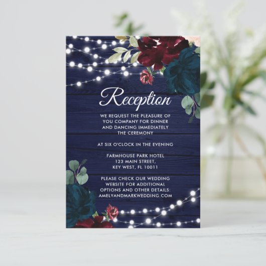 マルサラ&ネイビーフローラウ素朴ッド披露宴 エンクロージャーカード (スタンド正面)