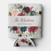 マルサラ&ネイビーフローラシャビーシックホリデーパーティー 缶クーラー (正面)