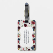 マルサラ&ネイビーフローラシャビーシックモノグラムカスタム ラゲッジタグ (裏面縦)