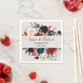 マルサラ&ネイビーフローラシャビーシック結婚ズカクテル スタンダードカクテルナプキン (インサイチュ)