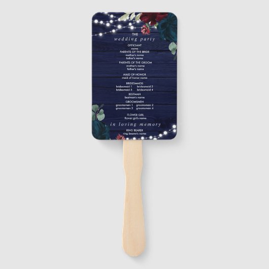 マルサラ&ネイビーフローラ素朴結婚式 プログラム ハンドファン (裏面)