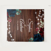 マルサラ&ネイビー素朴ウッド結婚ズタペストリー タペストリー (正面(横))