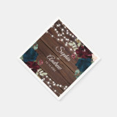 マルサラ&ネイビー素朴ウッド結婚ズ・ナプキンス スタンダードカクテルナプキン (角)