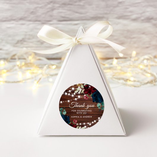 マルサラ&ネイビー素朴ズ結婚のサークルステッカー ラウンドシール