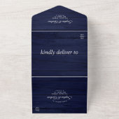 マルサラ&ネイビー素朴フラワーズウッドすべて1つの請求書 オールインワン招待状 (外側)