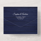 マルサラ&ネイビー素朴フラワーズウッドすべて1つの請求書 オールインワン招待状 (裏面)