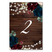 マルサラ&ネイビー素朴フラワーズウッドテー結婚ブル2 テーブルナンバー (裏面)