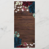 マルサラ&ネイビー素朴フラワーズ結婚ウッド メニュー (裏面)