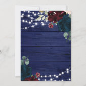 マルサラ&ネイビー素朴フラワーズ結婚ウッド 招待状 (裏面)