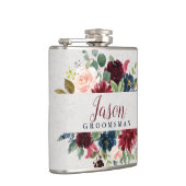 マルサラ&ネイビー結婚式の日のgroomsman パーソナライズされた フラスク (右)