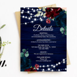 マルサラ&ネイビー花素朴木詳細 エンクロージャーカード