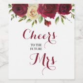 マルサラ バーガンディー フラワーブライダルシャワー ブラコン ワインラベル (シングルラベル)