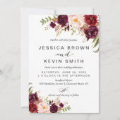 マルサラ バーガンディー フローラル 招待状 (正面)