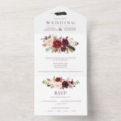 マルサラ バーガンディー レッド ボヘミアンフラワル | オールインワン招待状 (内側)