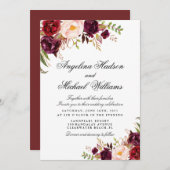 マルサラ バーガンディ フローラル 招待状 (正面/裏面)