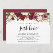 マルサラ ピンクの花の結婚式 挙式 披露宴 招待状 (正面/裏面)