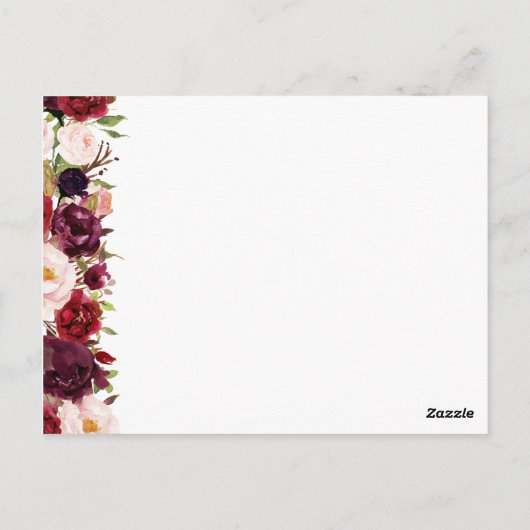 マルサラ&ピンクフローラプレイスセッティングサンキューカード ポストカード (裏面)