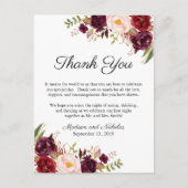 マルサラ&ピンクフローラプレイスセッティングサンキューカード ポストカード (正面)