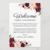 マルサラ&ピンクフローラ結婚ズホテルウェルカムカード プログラム (正面)