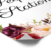 マルサラ＆ピンク フローラル ウェディング セルフィー ステーション サイン (角)