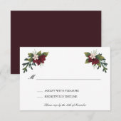 マルサラ フローラル ウィンター ウェディング 出欠確認カード 招待状 (正面/裏面)