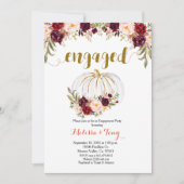 マルサラ フローラル ゴールド グリッター 婚約パーティー 招待状 (正面)