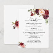 マルサラ フローラル ロマンティック ボヘミアンチック 挿入カード 招待状 (正面/裏面)