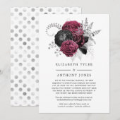 マルサラ ブラック＆シルバー 花の結婚式 ゲストリスト 案内状 (正面/裏面)