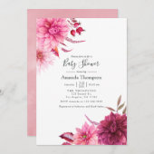 マルサラ – ブルゴーニュと赤面フローラベビーシャワー 招待状 (正面/裏面)