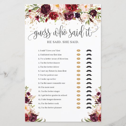 マルサラ・ブルゴーニュフローラは誰がゲームを言ったか推測 (正面)