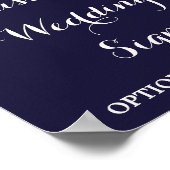 マルサラ&ブルゴーニュフローラネイビーカスタムウェディングサイン ポスター (角)