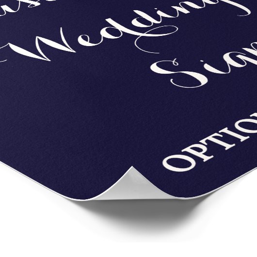 マルサラ&ブルゴーニュフローラネイビーカスタムウェディングサイン ポスター (角)