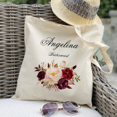 マルサラ・ブルゴーニュフローラブライデスメパーソナライズされたイド トートバッグ