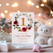 マルサラ&ブルゴーニュリースファースト誕生日 招待状