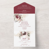 マルサラ・ブルゴーニュ赤面ピンク結婚フローラ オールインワン招待状 (内側)