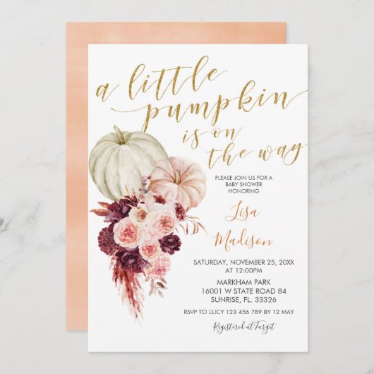 マルサラ・リトル・カボチャが近づいている  招待状 (正面/裏面)