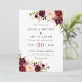 マルサラ ワインレッド フローラル 招待状 (スタンド正面)