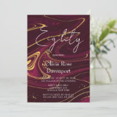 マルサラ ワイン ゴールド アルコール インク 80歳の誕生日パーティー 招待状 (スタンド正面)