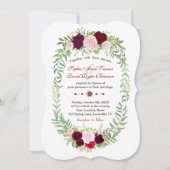 マルサ素朴ラフローラリースブルゴー結婚ニュズ 招待状 (正面)