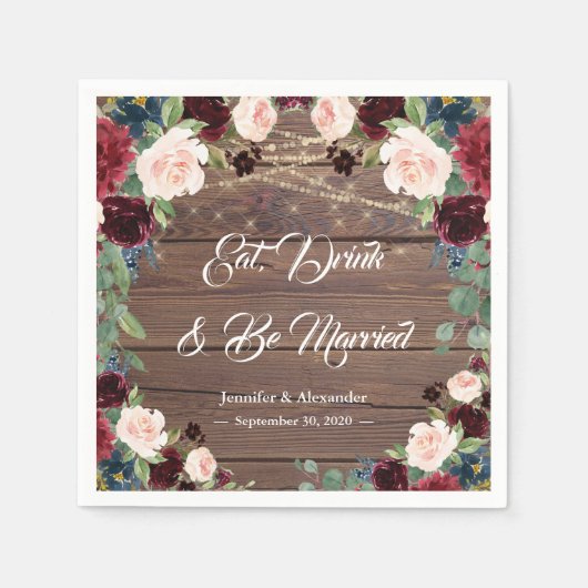 マルサ素朴ラ結婚のドック&ビー結婚したズ スタンダードカクテルナプキン (正面)