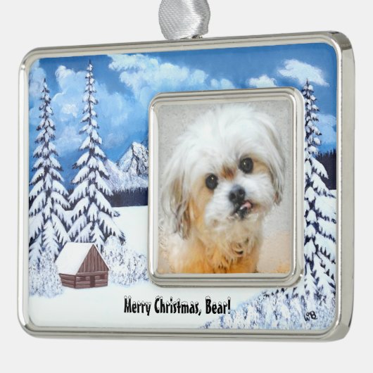 マルシの冬のワンダーオーナメントに耐える シルバープレートフレームオーナメント (左)