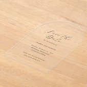 マルシアクラシックエレガントな結婚式の日付を保存 アクリル招待状 (レイダウン)