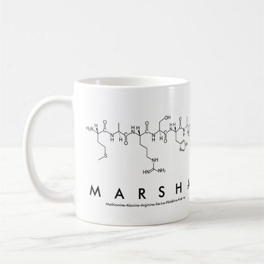 マルシャのペプチド名mug コーヒーマグカップ (左)