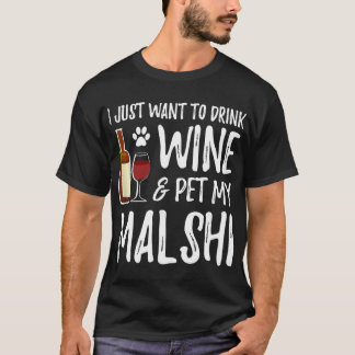 マルシーの愛犬家ワインビンテージTシャツ 楽しいドッグマムのプレゼント Tシャツ